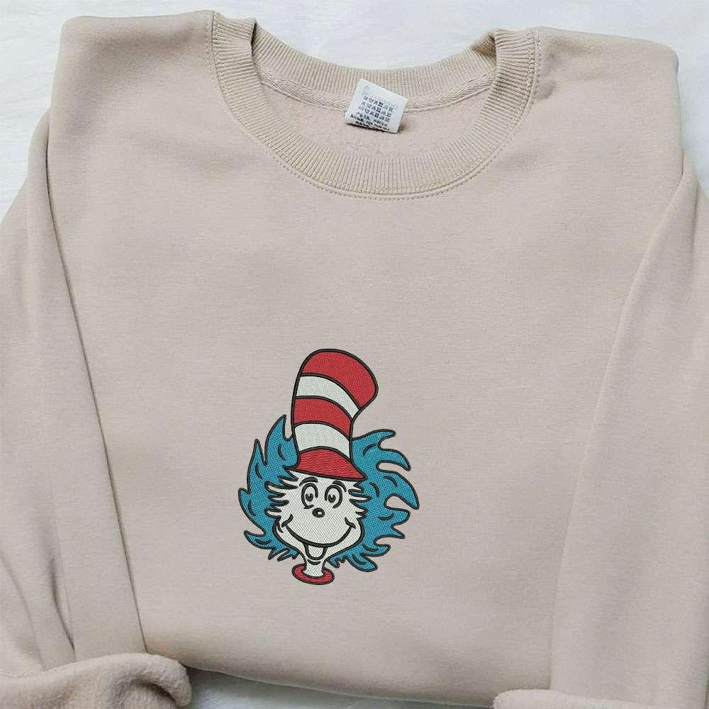 The Cat In The Hat Dr Seuss Christmas Embroidered Shirt Cartoon Embroidered Hoodie Best Gifts For Family