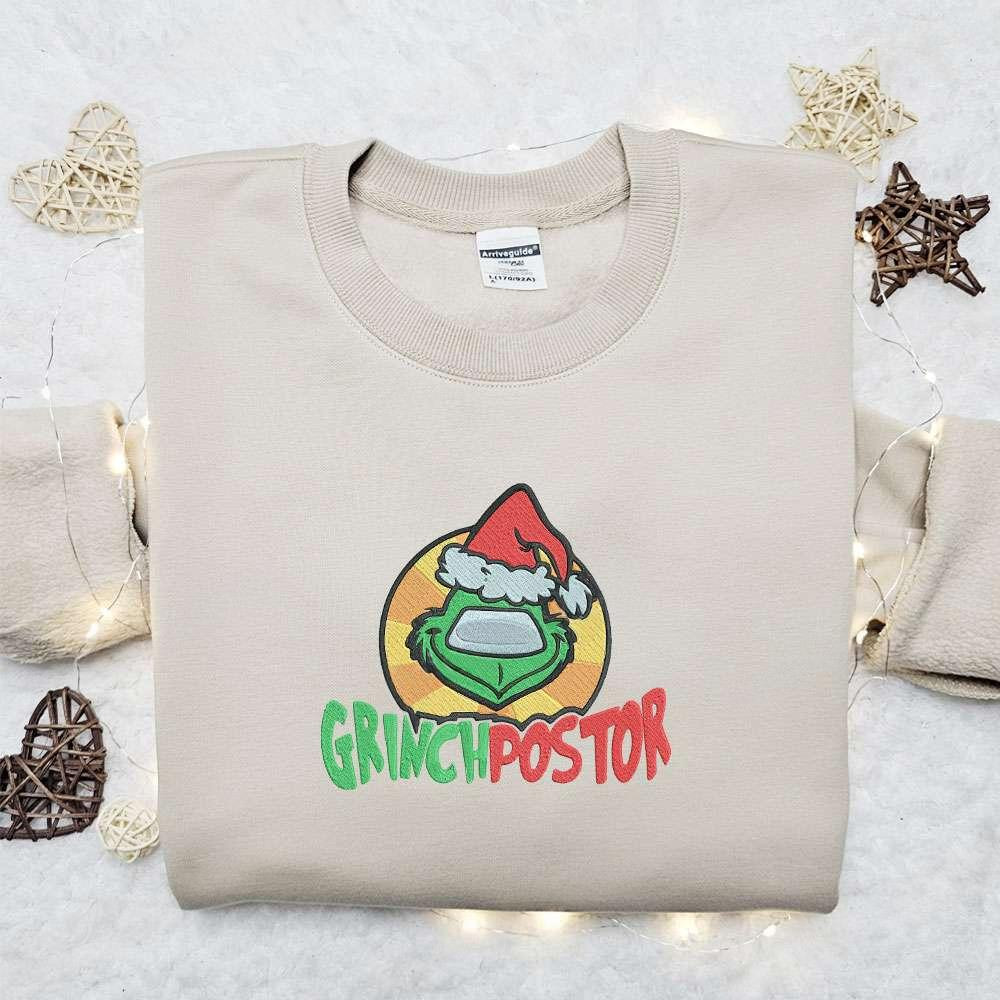 The Grinch Postor Embroidered Sweatshirt Movie Merry Christmas Embroidered Shirt Best Christmas Day Gift Ideas