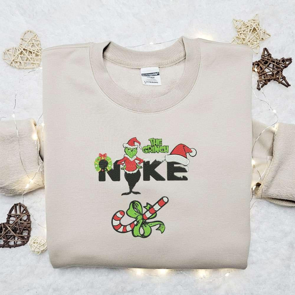 The Grinch Xmas x Nike Movie Embroidered Sweatshirt Christmas Embroidered Shirt Best Christmas Gift Ideas