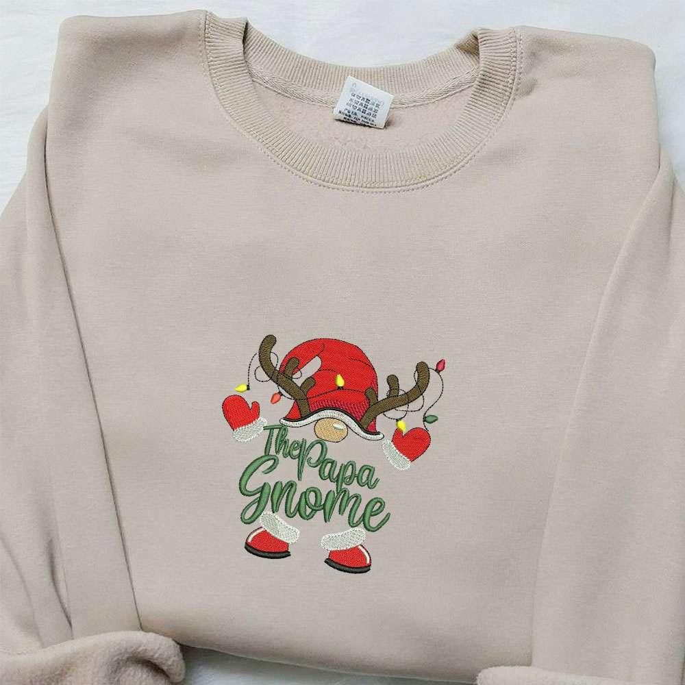 The Papa Gnome Embroidered Shirt Christmas Embroidered Hoodie Best Gifts For Family