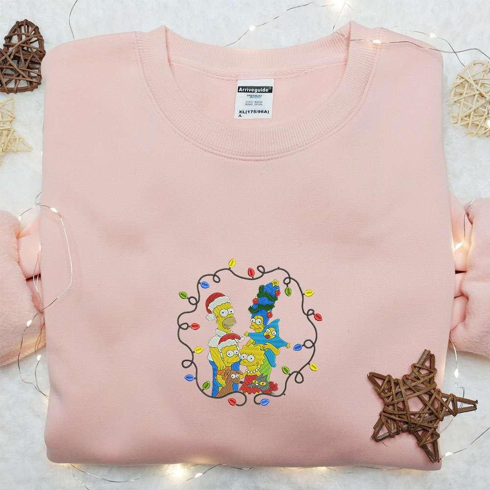 The Simpsons Family Christmas Embroidered Shirt Cartoon Embroidered Hoodie Christmas Embroidered Shirt