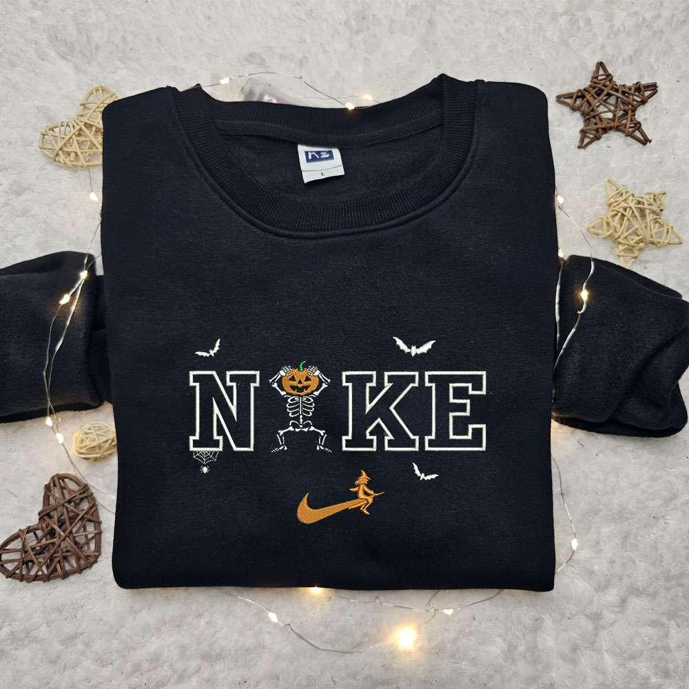 The Skeleton Dance x Nike Embroidered Hoodie Nike Inspired Embroidered Shirt Best Halloween Gift Ideas