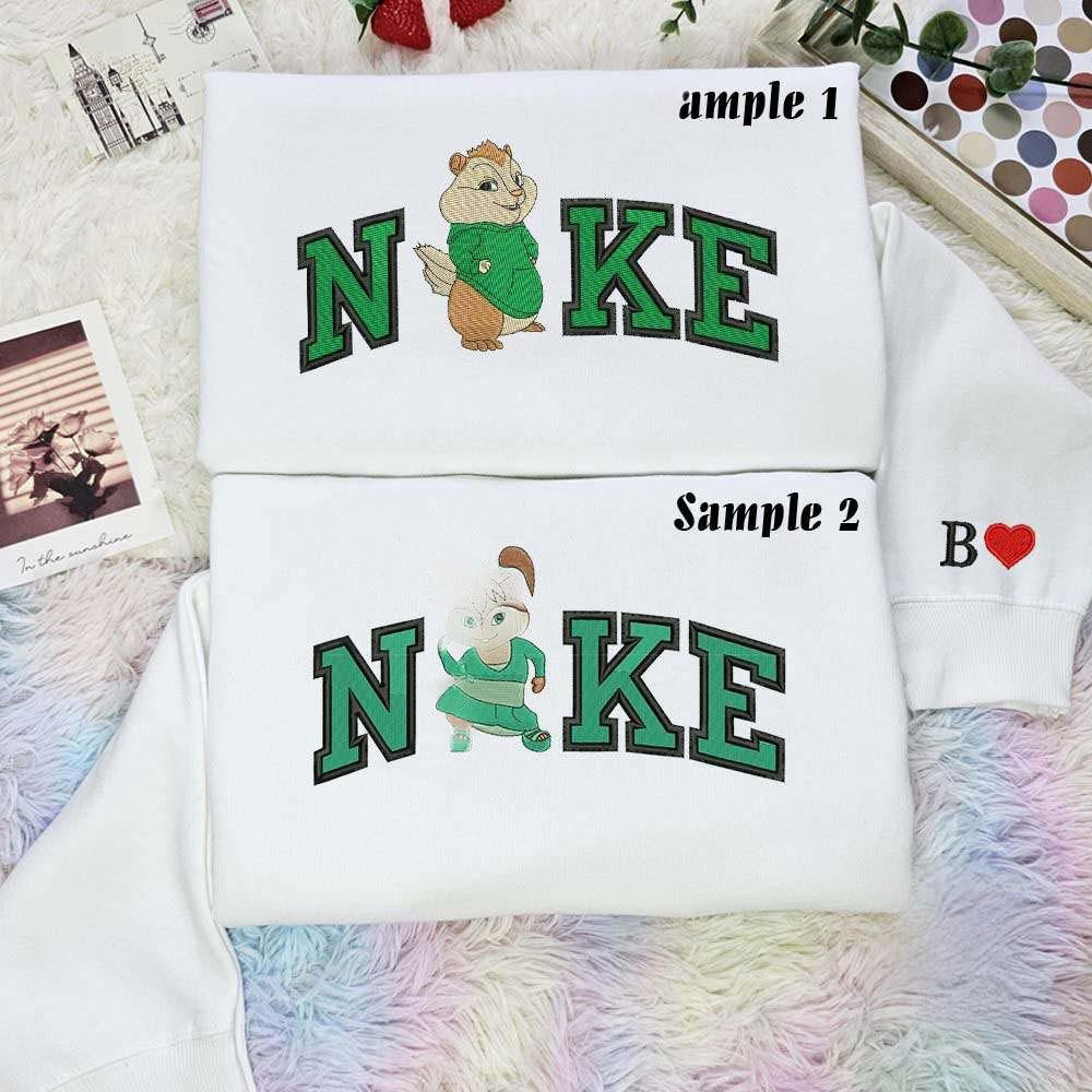 Theodore And Eleanor Chipmunks Movie Embroidered Couples Shirts Best Gift For Lover