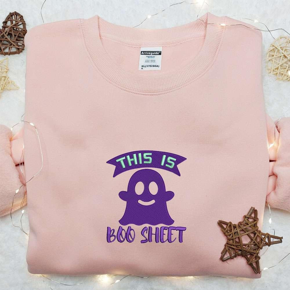 This Is Boo Sheet Ghost Embroidered Hoodie Spooky Embroidered T shirt Best Gift Ideas