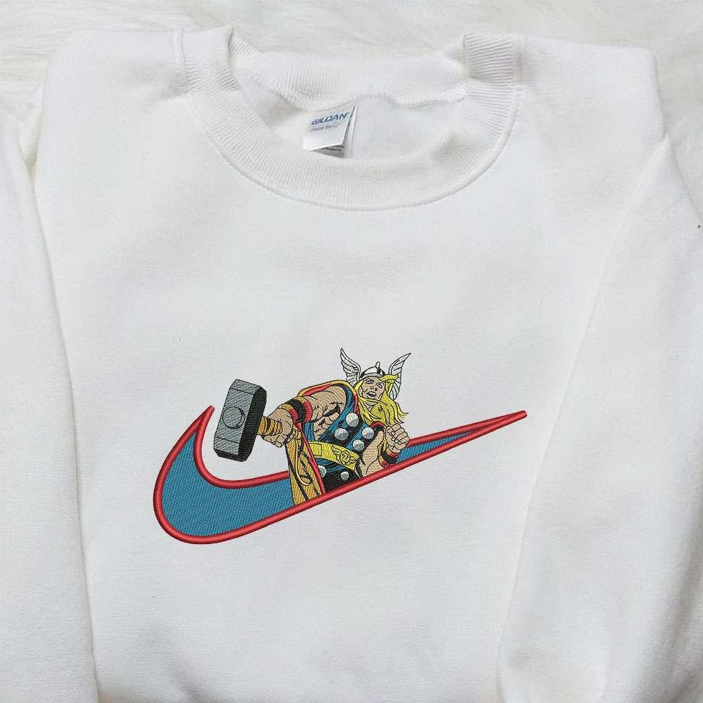 Thor x Nike Embroidered Hoodie Movie Marvel Embroidered Shirt Nike Inspired Embroidered Shirt