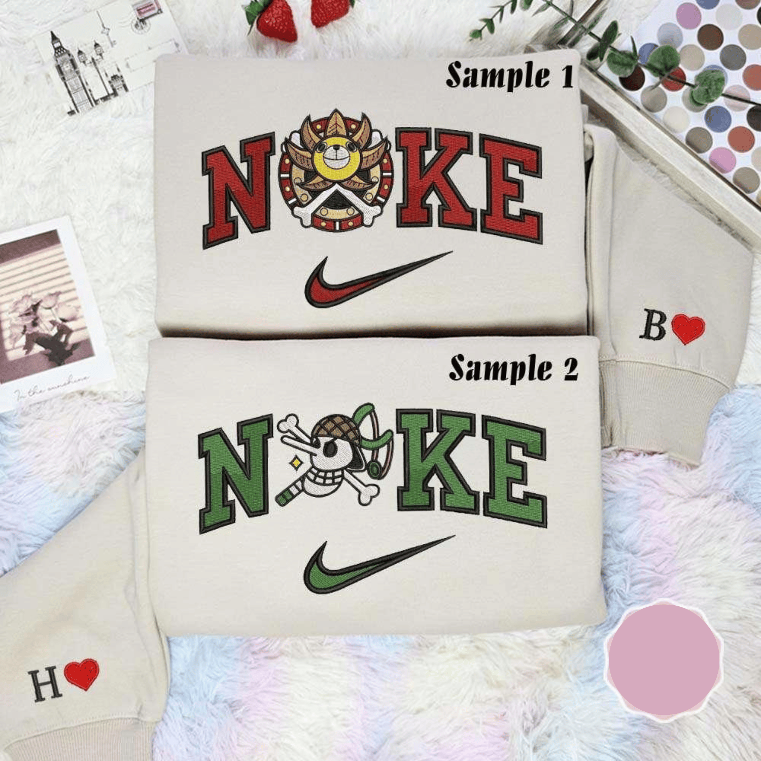 Thousand Sunny And Usopp Pirate Logo One Piece Anime Embroidered Couples Shirts, Best Gift for Anime Fans