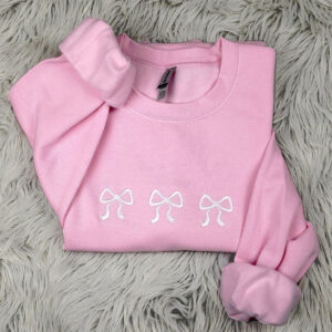Three Delicate Bow Ribbons Embroidered Crewneck - Bow Embroidery - Cute Boss Unisex Crewneck  - Gift for Her