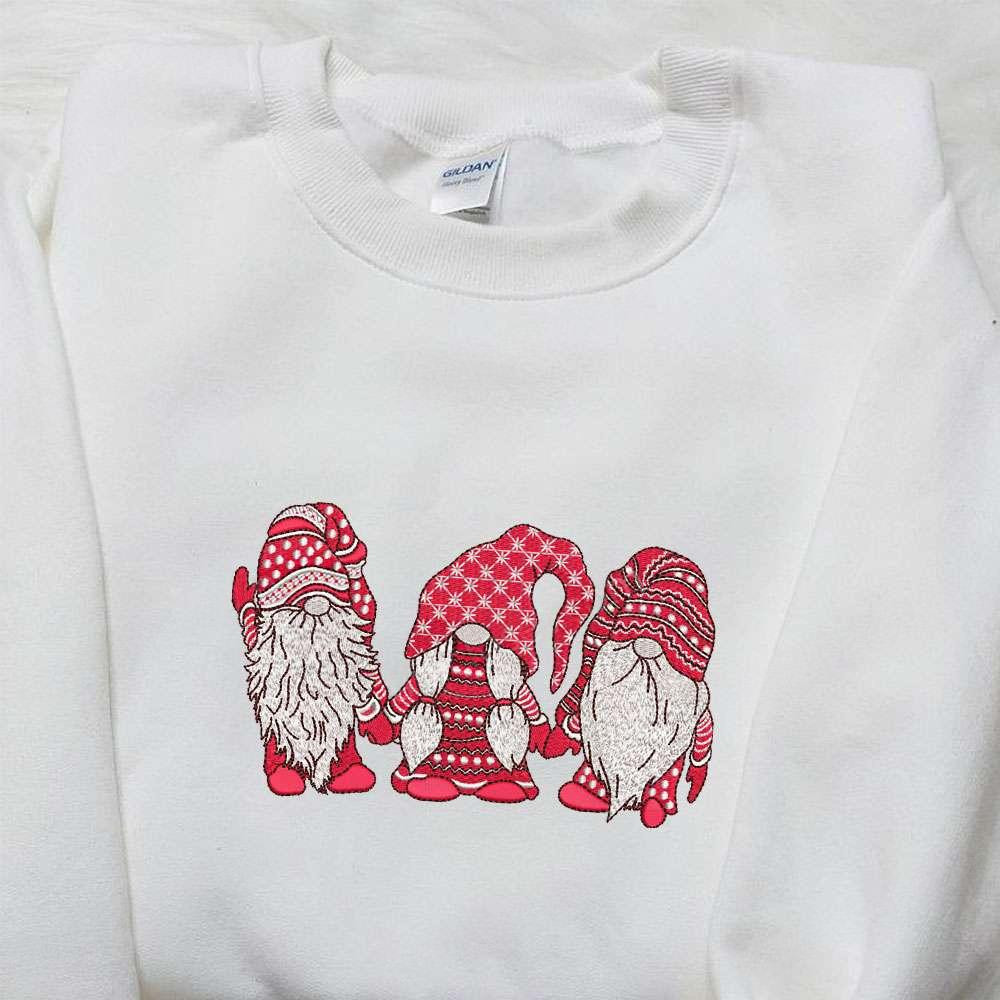 Three Gnomes Christmas Knitwear Embroidered Shirt Christmas Embroidered Hoodie Best Christmas Gifts For Family