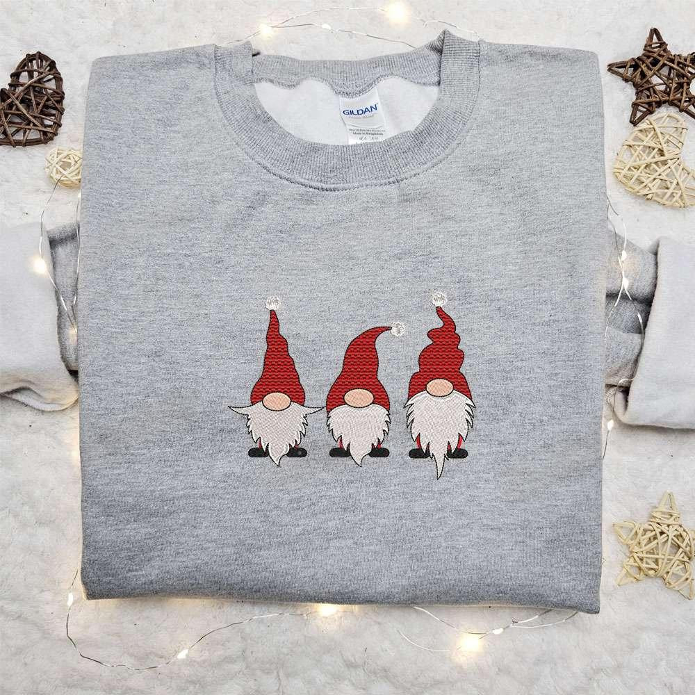 Three Little Gnomes Embroidered Shirt Cute Christmas Embroidered Shirt Best Christmas Gift Ideas