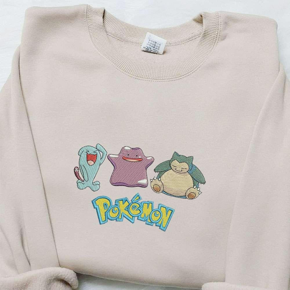Three Pokemons Anime Embroidered Shirt , Anime Embroidered T-shirt Sweatshirt Hoodie, Inspired Anime Movie, Best Gift for Anime Fans