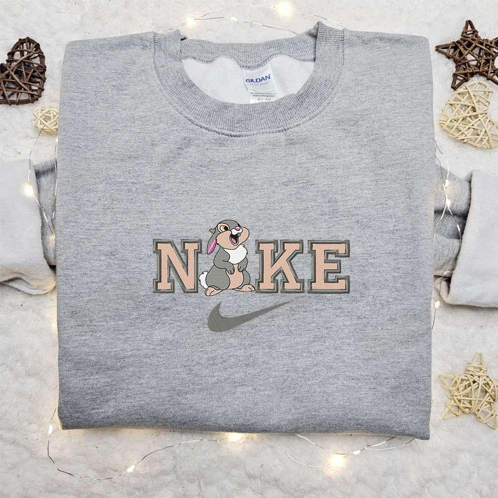 Thumper x Nike Cartoon Embroidered Shirt Bambi Disney Embroidered Shirt Custom Nike Embroidered Shirt