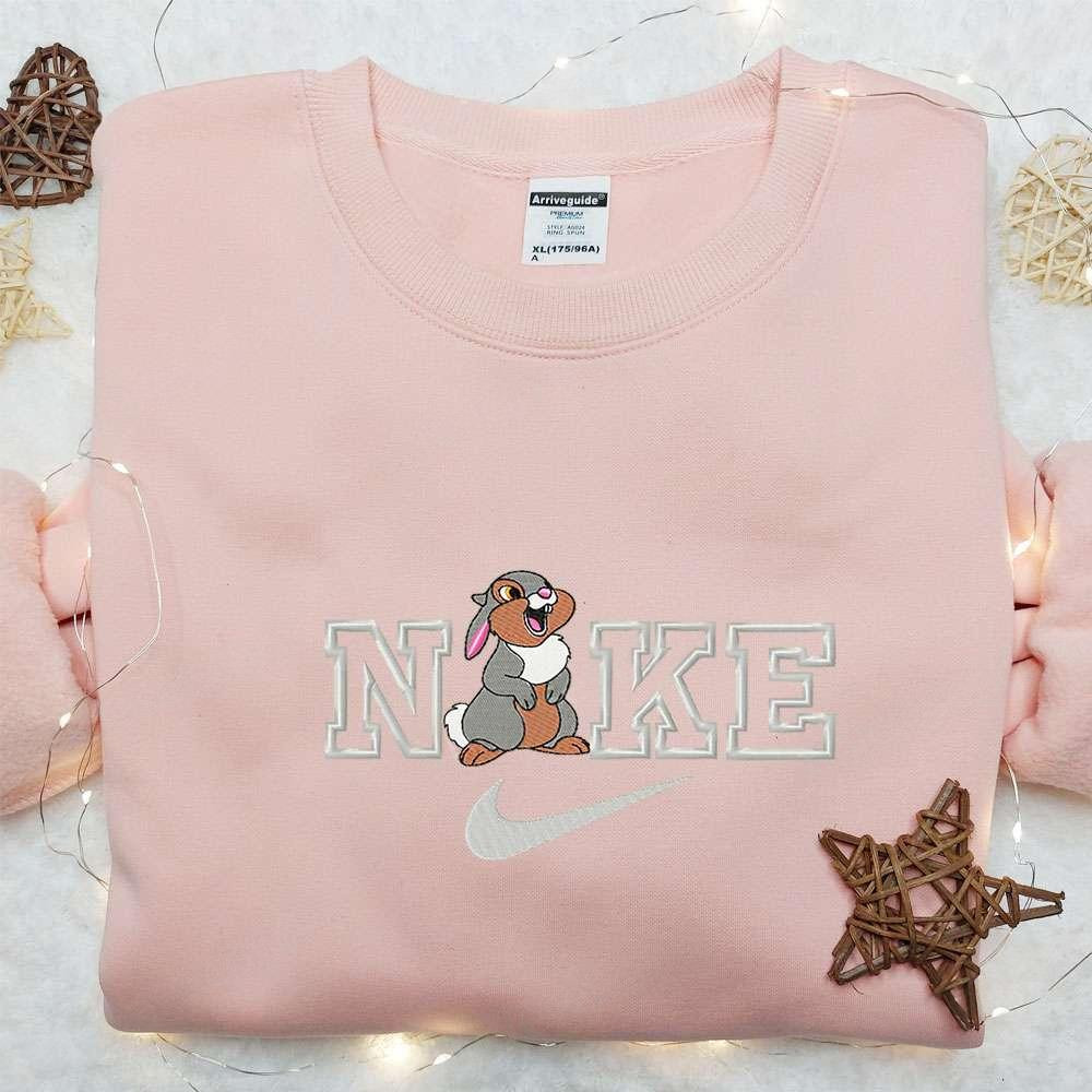Thumper x Nike Cartoon Embroidered Sweatshirt Bambi Disney Embroidered Shirt Custom Nike Embroidered Shirt