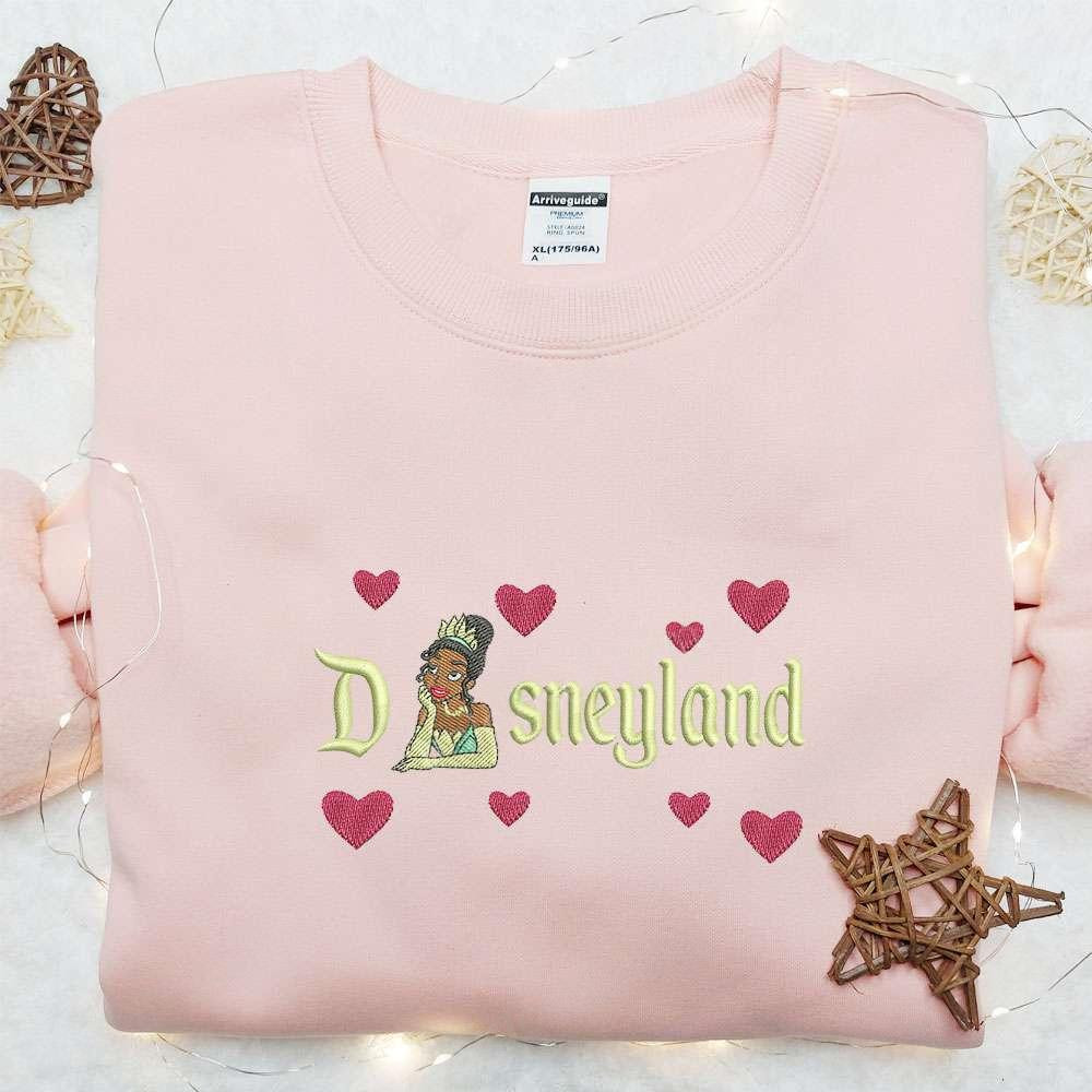 Tiana Disneyland Hearts Embroidered Shirt Disney Princess Embroidered Hoodie Best Gift For Girls