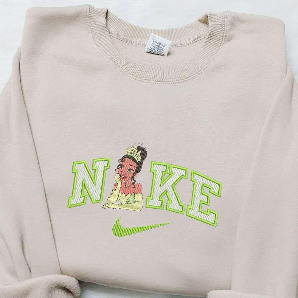Tiana x Nike Cartoon Embroidered Shirt Disney Characters Embroidered Shirt Custom Nike Embroidered T shirt