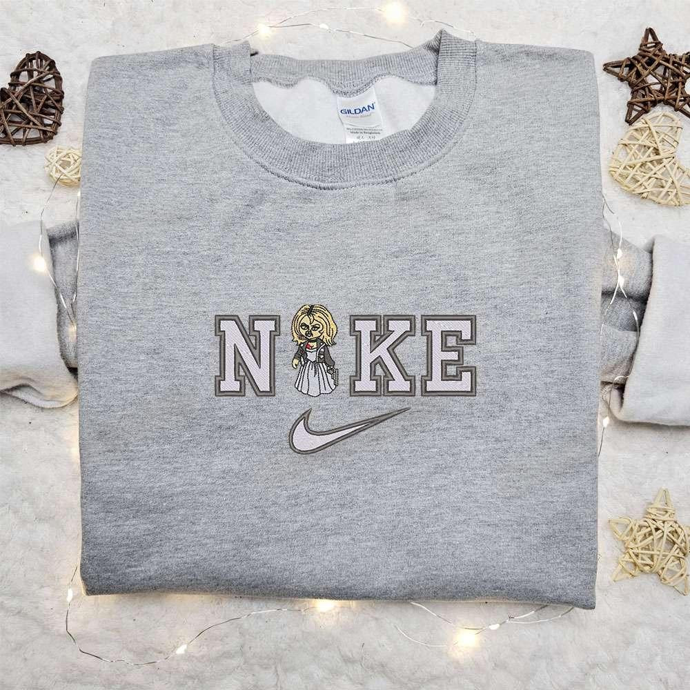 Tiffany Chucky Bride x Nike Embroidered Shirt Horror Movie Embroidered Hoodie Halloween Embroidered Sweatshirt