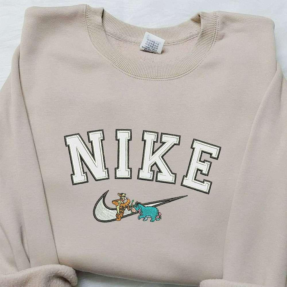 Tiger and Eeyore x Nike Embroidered Sweatshirt Winnie The Pooh Disney Embroidered Shirt Nike Inspired Embroidered Shirt