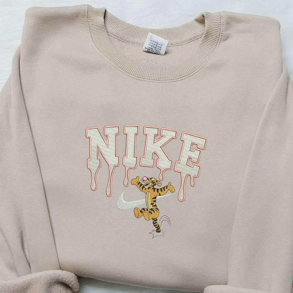 Tiger x Nike Embroidered Sweatshirt Winnie The Pooh Disney Embroidered Shirt Nike Inspired Embroidered Shirt