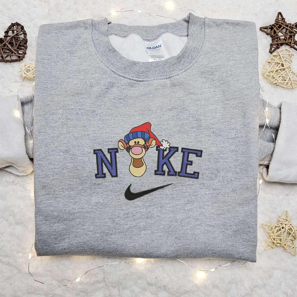 Tigger Christmas Hat Head x Nike Embroidered Sweatshirt Christmas Embroidered Shirt Best Christmas Gift Ideas