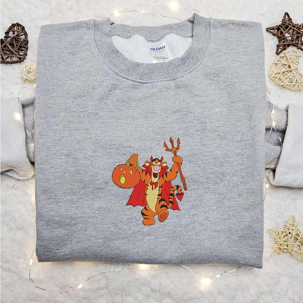 Tigger Devil Embroidered Shirt Disney Characters Embroidered Hoodie Best Halloween Gift Ideas