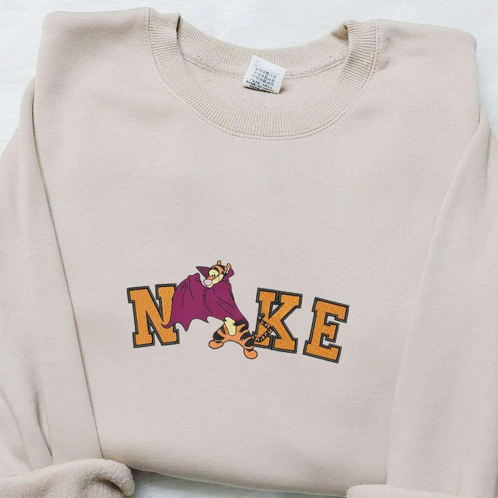 Tigger Dracula Halloween x Nike Embroidered Sweatshirt Walt Disney Characters Embroidered Shirt Best Halloween Gift Ideas