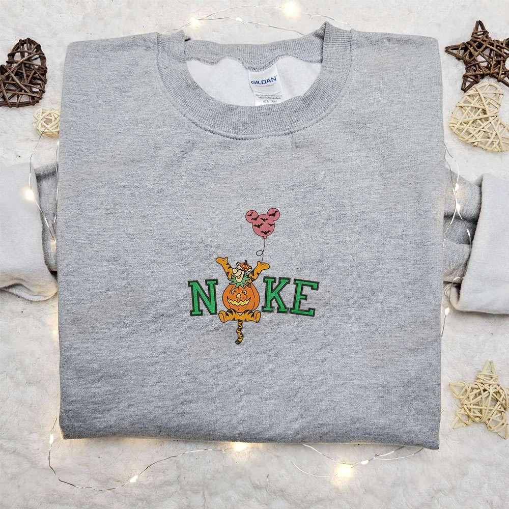 Tigger Pumpkin Bat Balloon x Nike Halloween Embroidered Sweatshirt Horror Movie Halloween Embroidered Shirt Best Halloween Gift Ideas