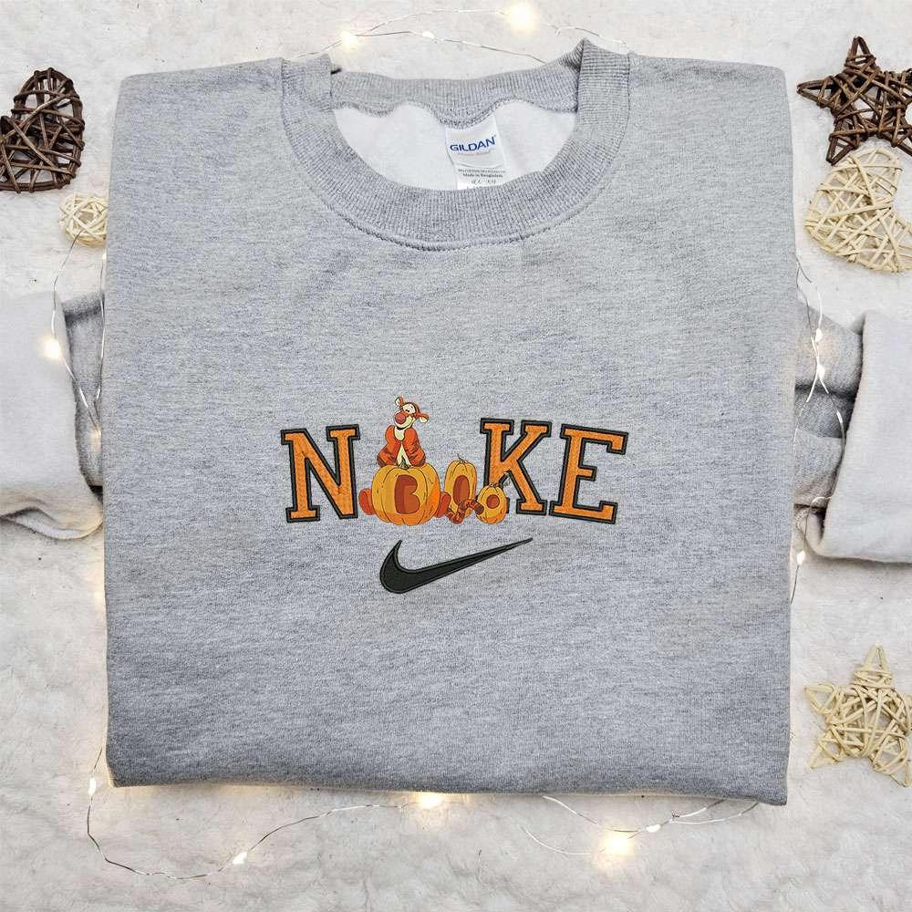 Tigger Pumpkin Boo x Nike Halloween Embroidered Sweatshirt Horror Movie Halloween Embroidered Shirt Best Halloween Gift Ideas