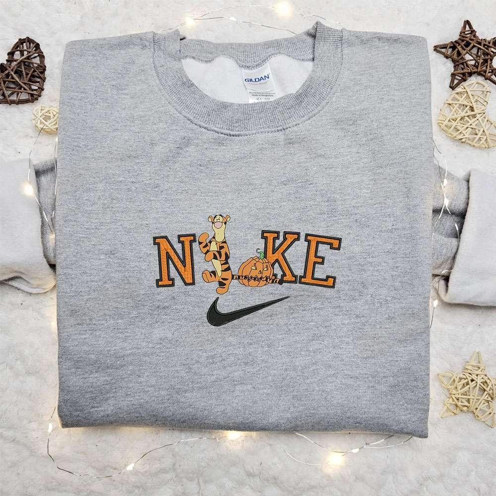 Tigger Pumpkin Halloween x Nike Embroidered Sweatshirt Walt Disney Characters Embroidered Shirt Best Halloween Gift Ideas