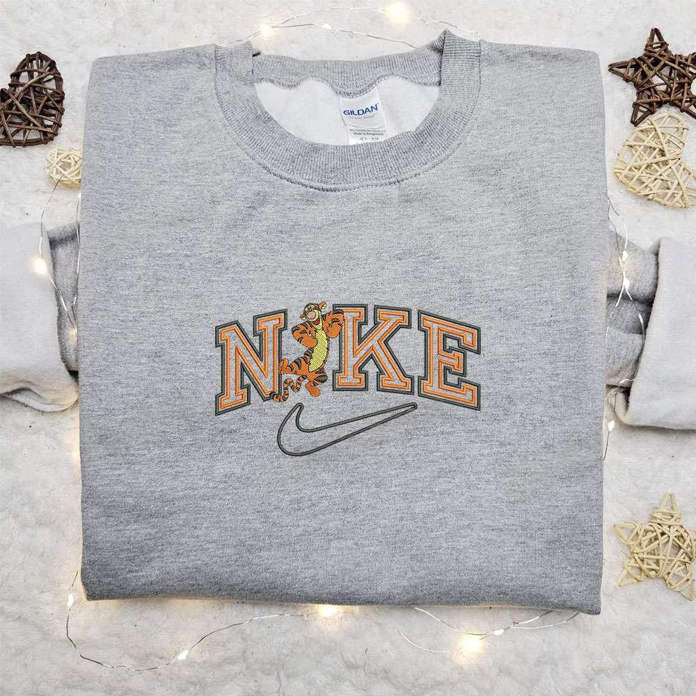 Tigger x Nike Cartoon Embroidered Sweatshirt Disney Characters Embroidered Shirt Best Gift Ideas for Family