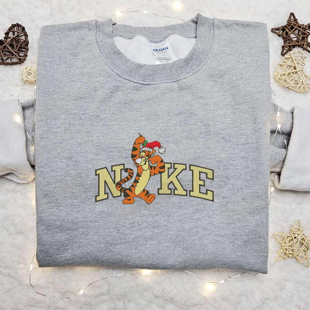 Tigger Xmas x Nike Embroidered Sweatshirt Walt Disney Characters Embroidered Shirt Best Christmas Gift Ideas