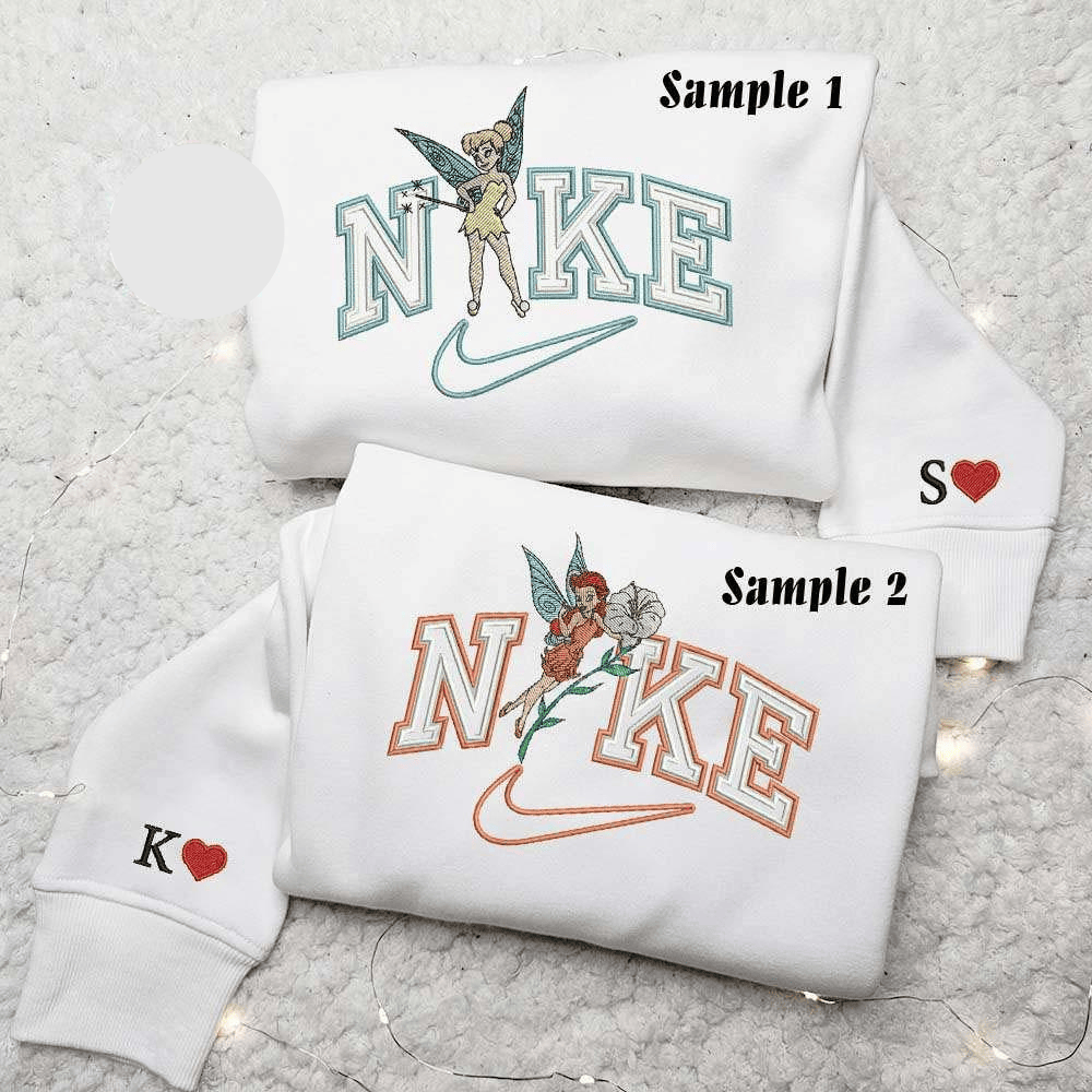 Tinkerbell And Rosetta Fairy From Peter Pan Disney Characters Embroidered Couples Shirts