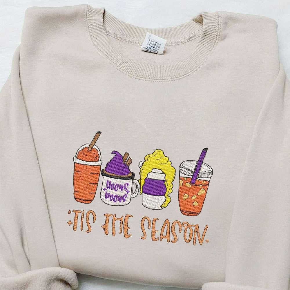 Tis The Season Fall Hocus Pocus Latte Embroidered Shirt Retro Best Halloween Gift Ideas