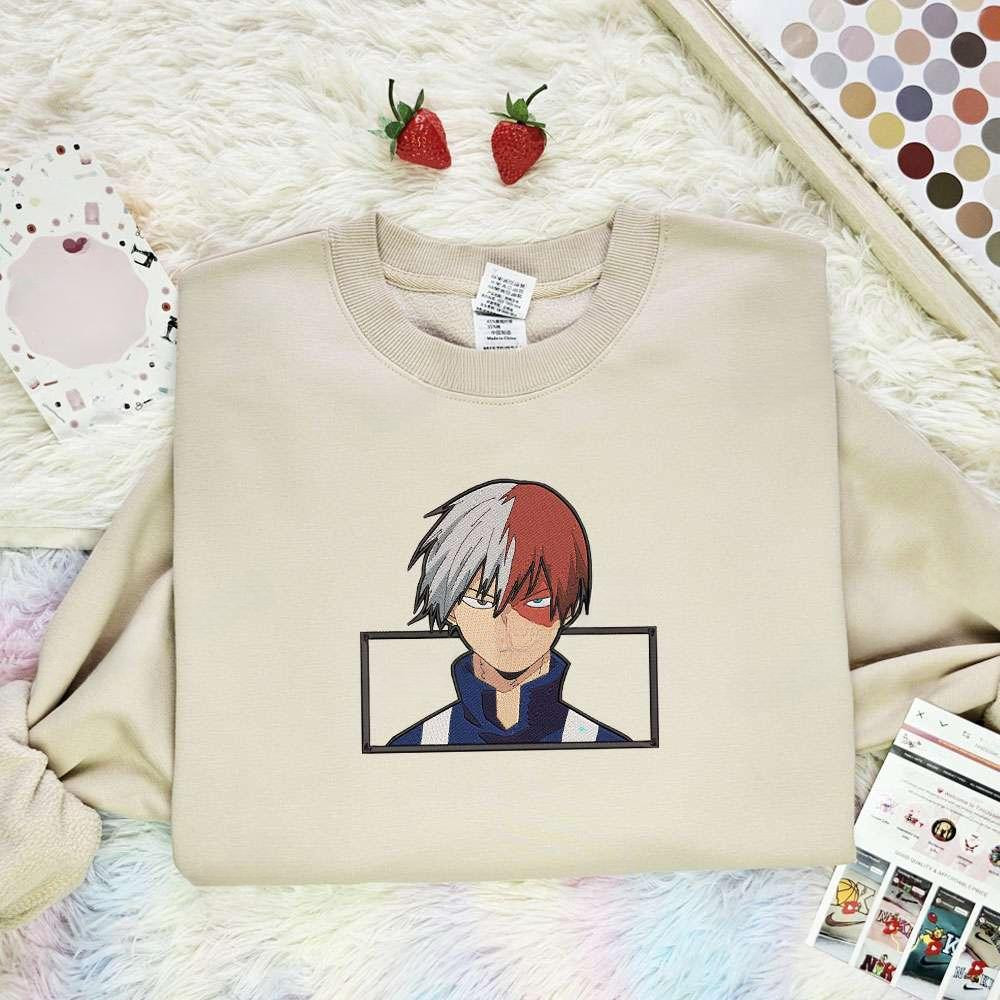 Todoroki Shouto My Hero Academia Anime Embroidered Shirt , Anime Embroidered T-shirt Sweatshirt Hoodie, Inspired Anime Movie, Best Gift for Anime Fans