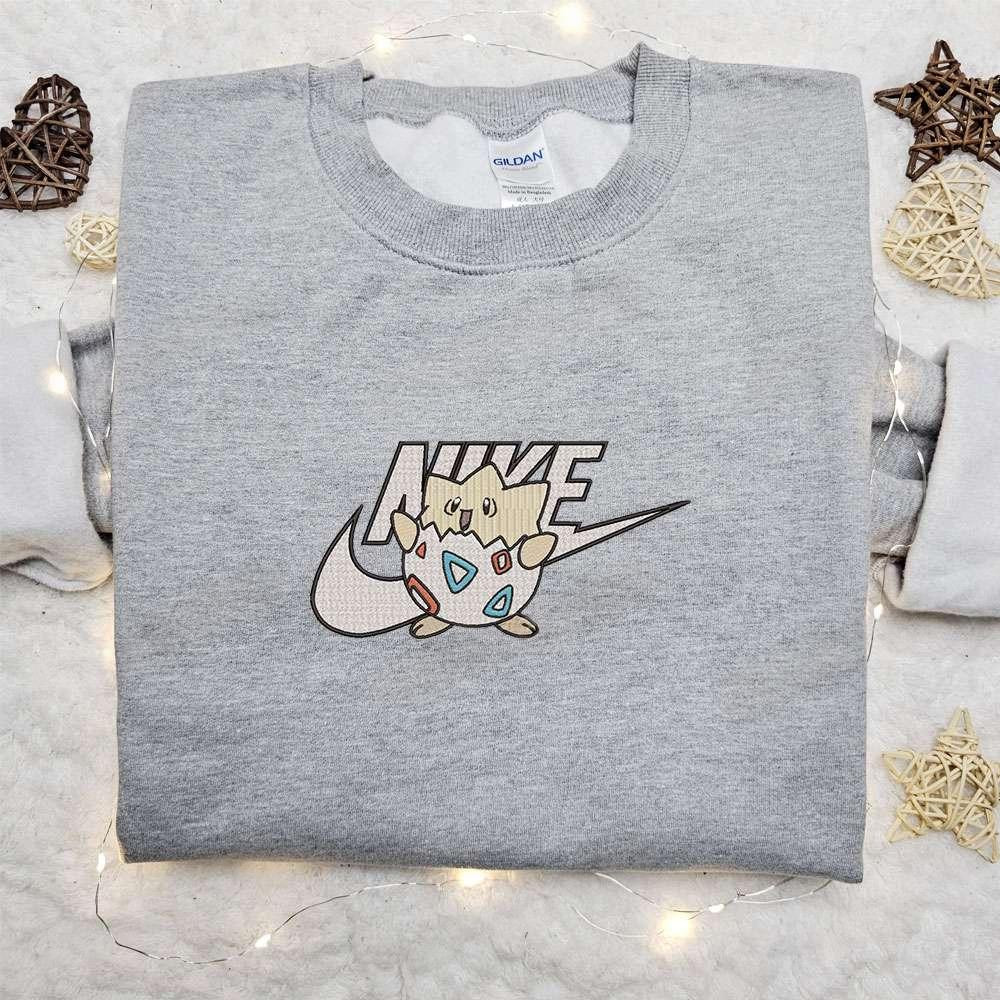 Togepi x Nike Anime Embroidered Sweatshirt Pokemon Embroidered Shirt Best Gift Ideas for Family