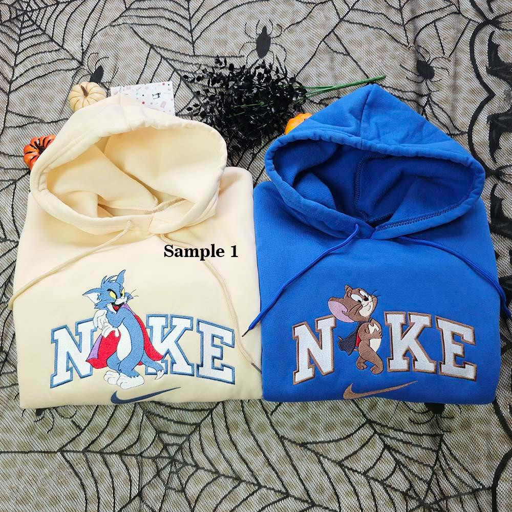 Tom And Jerry Halloween Cartoon Embroidered Couples Shirts