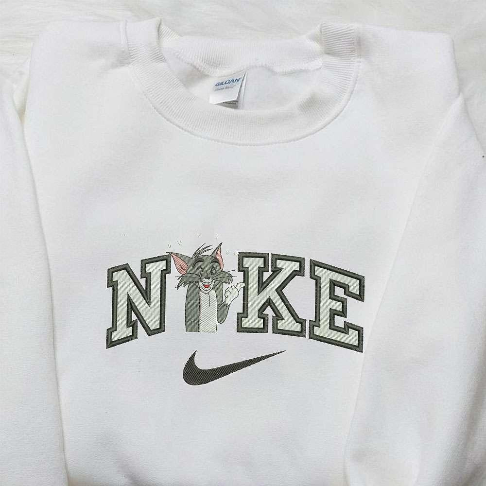Tom Heart x Nike Swoosh Embroidered Hoodie Tom and Jerry Embroidered Shirt Nike Inspired Embroidered Shirt