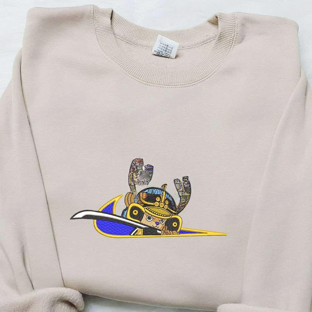 Tony Chopper X Swoosh Anime Embroidered Sweatshirt One Piece Embroidered Hoodie , Anime Embroidered T-shirt Sweatshirt Hoodie, Inspired Anime Movie, Best Gift for Anime Fans