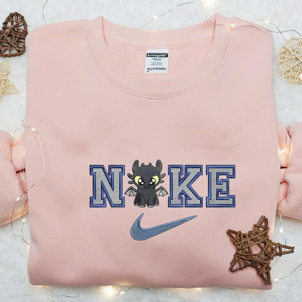 Toothless x Swoosh Embroidered Hoodie Disney Characeters Emboidered Shirt Best Gift Ideas for Family