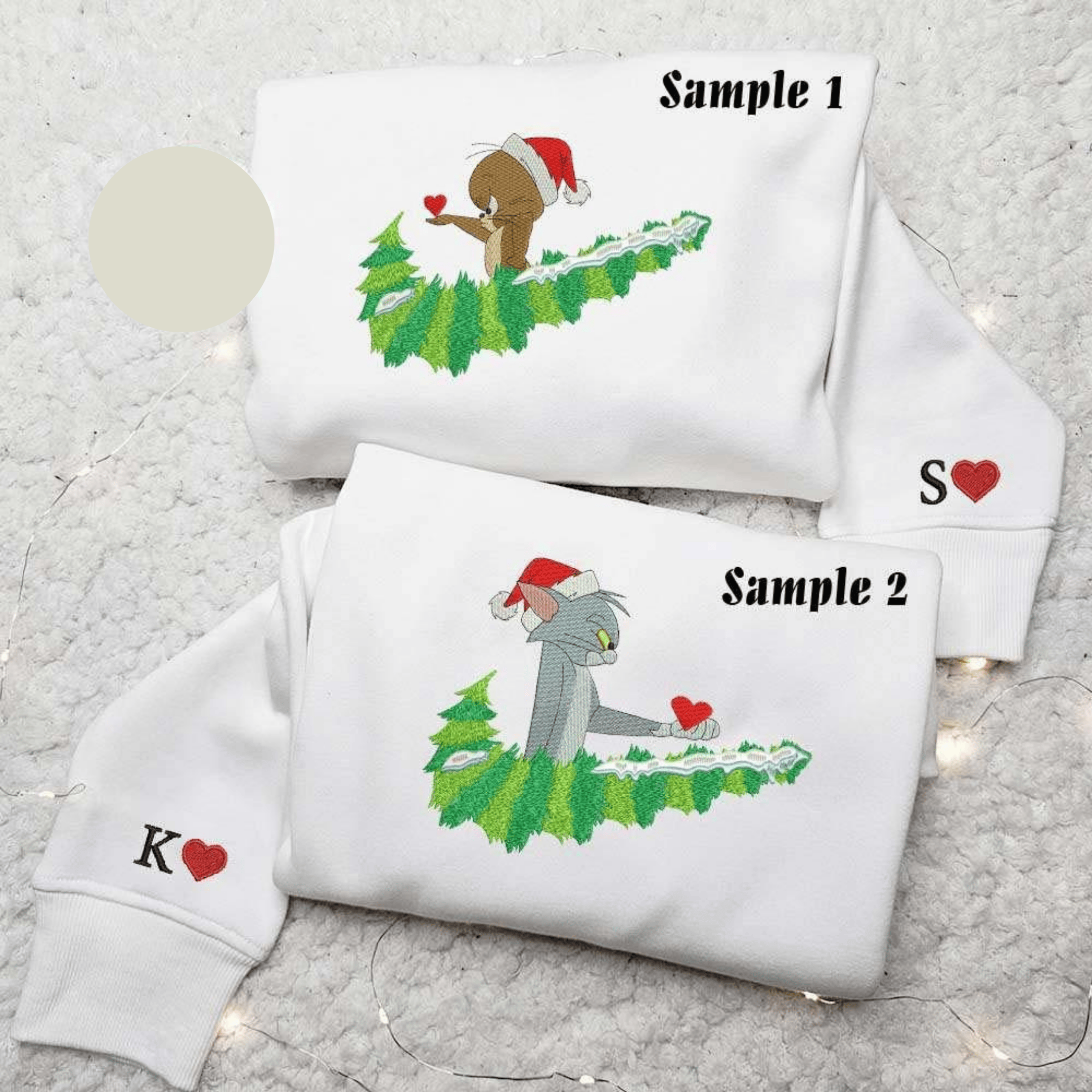Topsy Cat Christmas Tom And Jerry Cartoon Embroidered Shirt