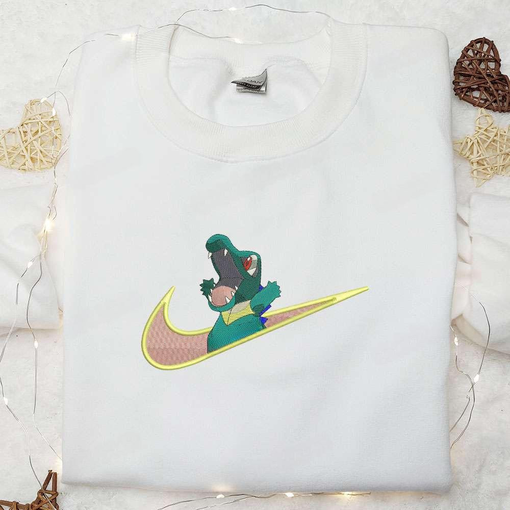 Totodile Pokemon Anime Embroidered Shirt , Anime Embroidered T-shirt Sweatshirt Hoodie, Inspired Anime Movie, Best Gift for Anime Fans