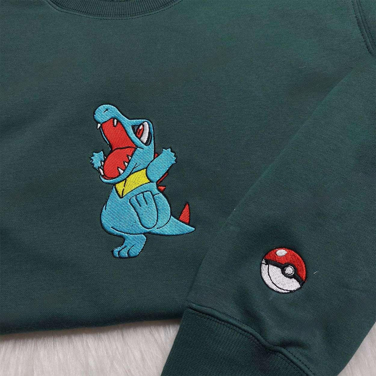 Totodile Pokemon Embroidered Shirt Pokemon , Anime Embroidered T-shirt Sweatshirt Hoodie, Inspired Anime Movie, Best Gift for Anime Fans