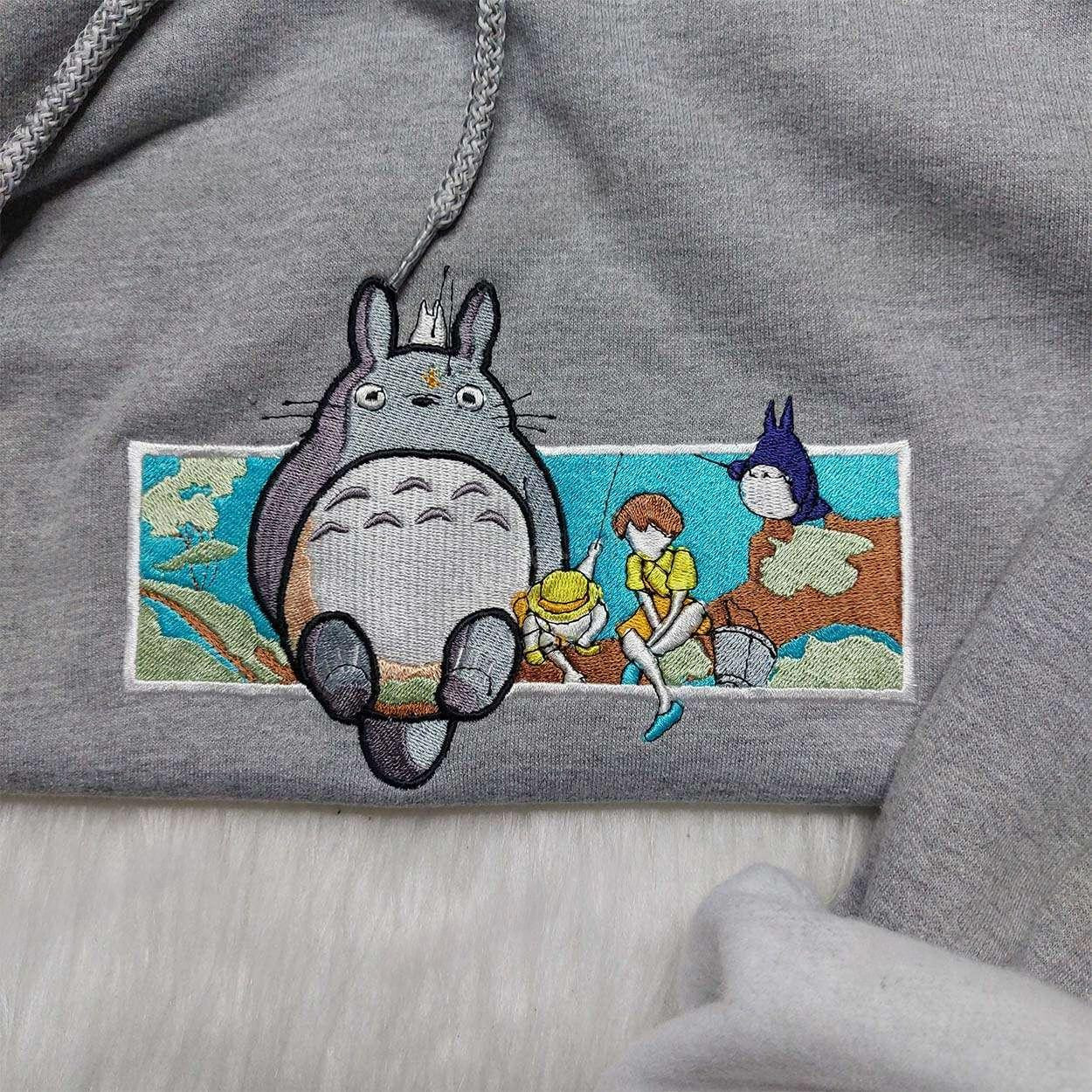 Totoro Embroidered Shirt, My Neighbor Totoro , Anime Embroidered T-shirt Sweatshirt Hoodie, Inspired Anime Movie, Best Gift for Anime Fans