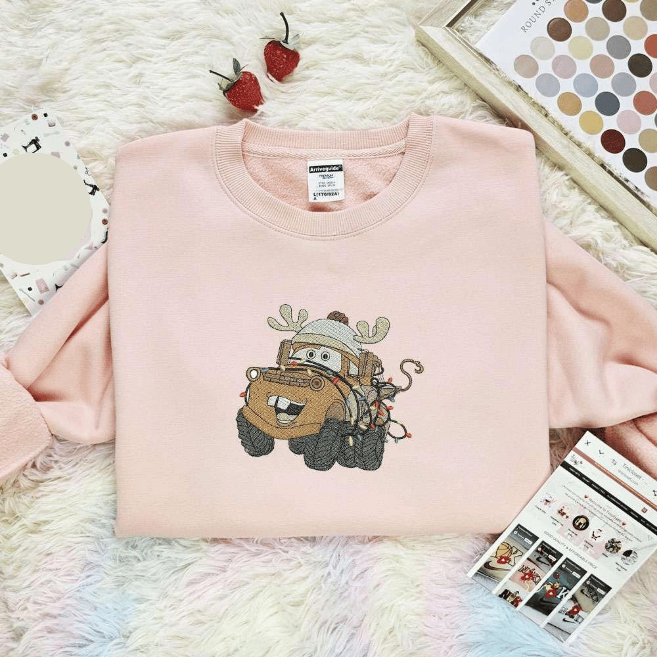 Tow Mater Reindeer Christmas Embroidered Shirt, Best Christmas Gift Ideas For Family