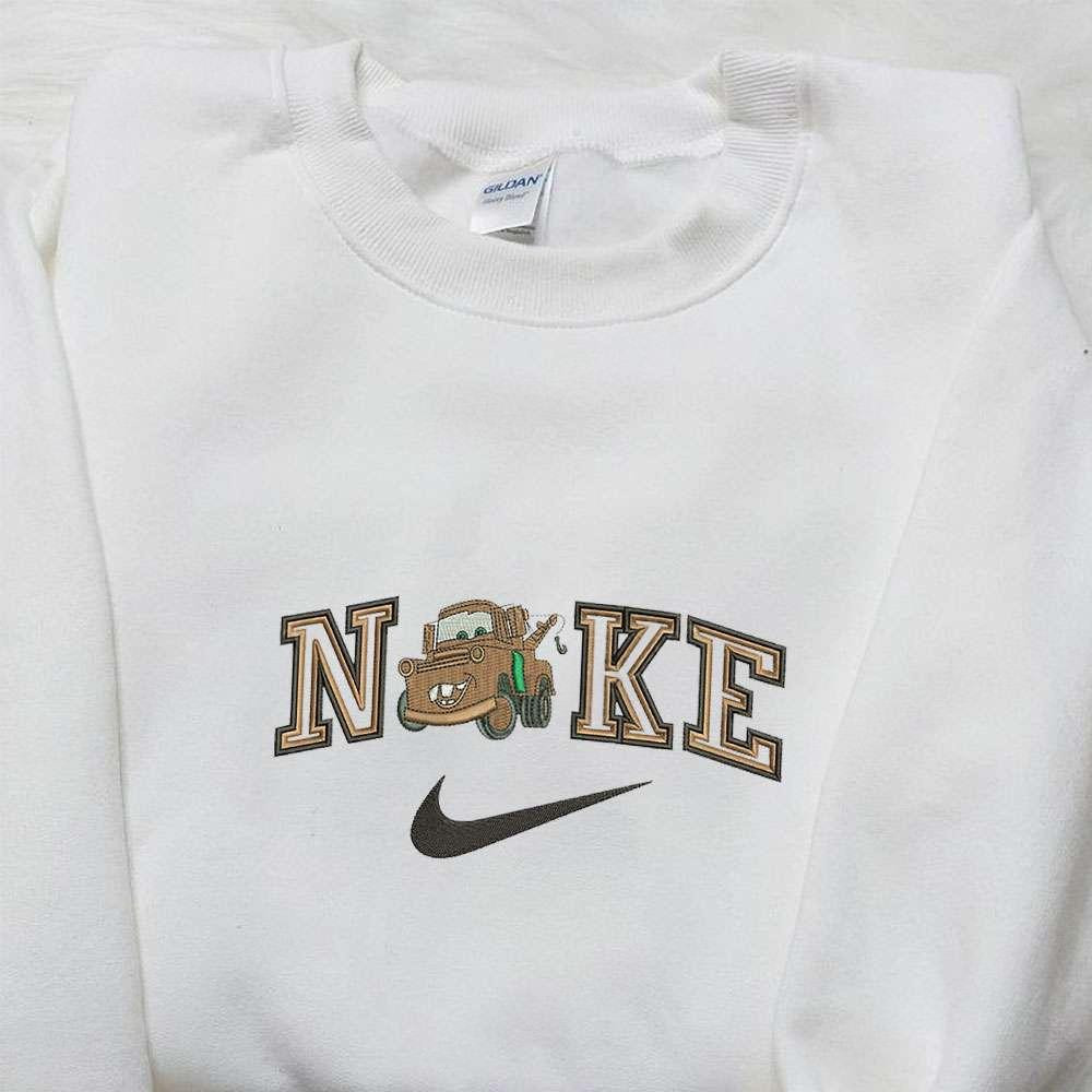 Tow Mater x Nike Embroidered Shirt Disney Cars Embroidered Hoodie Cartoon Embroidered T Shirt