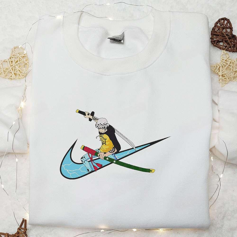 Trafalgar D Water Law X Nike Swoosh Anime , Anime Embroidered T-shirt Sweatshirt Hoodie, Inspired Anime Movie, Best Gift for Anime Fans