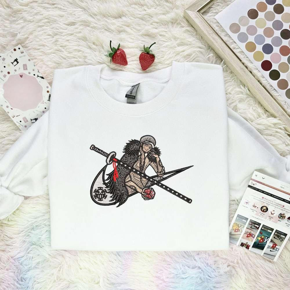 Trafalgar Law One Piece Anime Embroidered Shirt , Anime Embroidered T-shirt Sweatshirt Hoodie, Inspired Anime Movie, Best Gift for Anime Fans