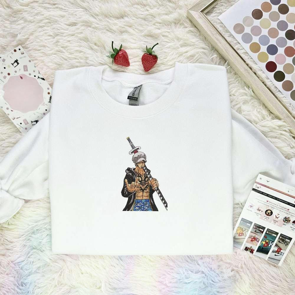Trafalgar Law One Piece Anime Embroidered Shirt , Anime Embroidered T-shirt Sweatshirt Hoodie, Inspired Anime Movie, Best Gift for Anime Fans