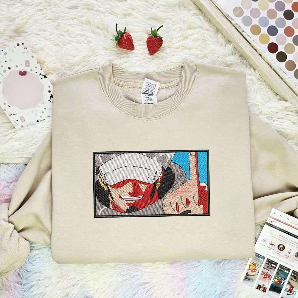 Trafalgar Law One Piece Anime Embroidered Shirt , Anime Embroidered T-shirt Sweatshirt Hoodie, Inspired Anime Movie, Best Gift for Anime Fans