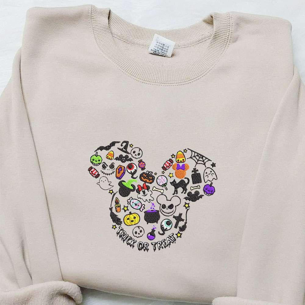 Trick Or Treat Mickey Disney Elements Embroidered Shirt Disney Characters Embroidered Hoodie Best Halloween