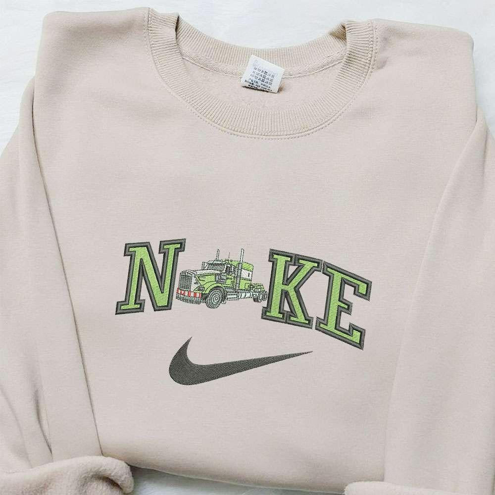 Truck x Nike Embroidered Hoodie Transportation Embroidered Hoodie Best Birthday Gift Ideas
