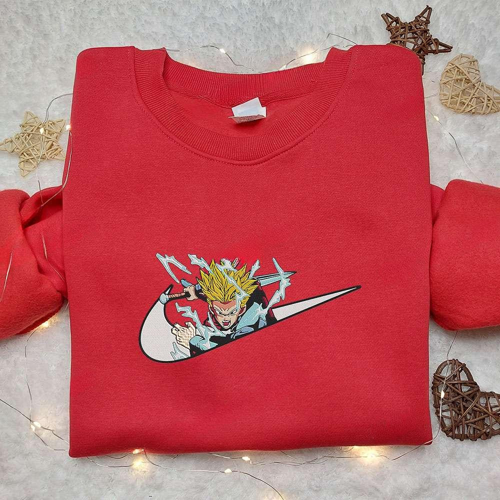 Trunks X Nike Swoosh Anime , Anime Embroidered T-shirt Sweatshirt Hoodie, Inspired Anime Movie, Best Gift for Anime Fans